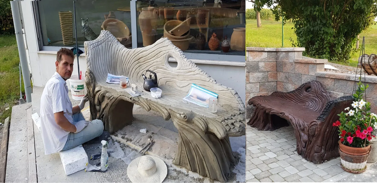 Kunstvolle Gartenbank in Holzoptik – Handwerk und Ergebnis